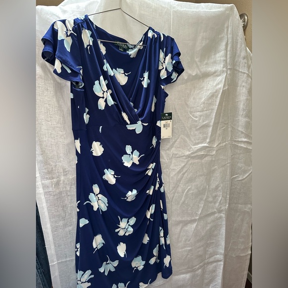 Lauren Ralph Lauren Blue and White Floral Midi Dress - Picture 1 of 6